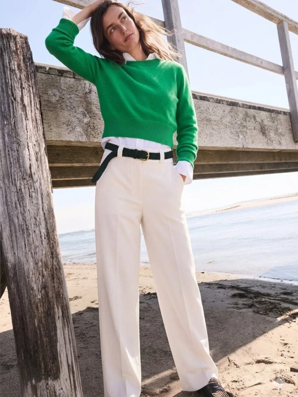 J. Crew Green Crewneck Sweater
